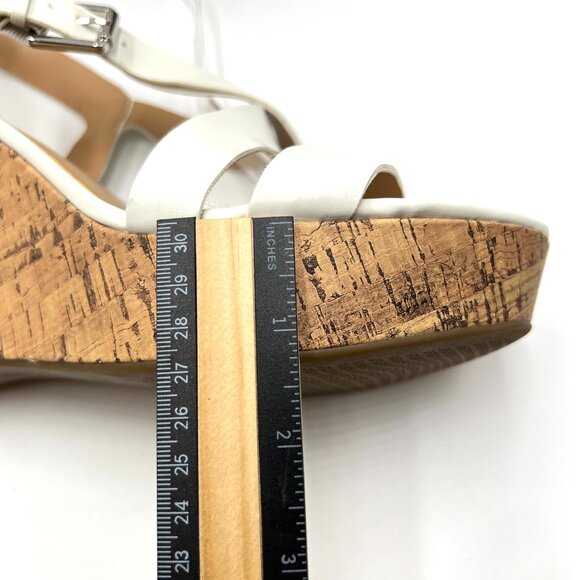 Franco Sarto Womens Size‎ 10 Stallion White Faux Leather Wedges Sandals Shoes - Picture 14 of 15